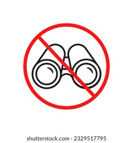 Do not search icon. No binoculars icon illustration. Binoculars ban sign 