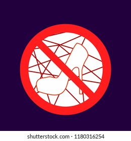 do not shoes, caution warn symbol for public transport areas to do not do that. vector logo, sign, symbol