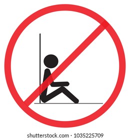 do not sit  here  Not Allowed Sign, warning symbol, road symbol sign and traffic symbol design concept, vector illustration.