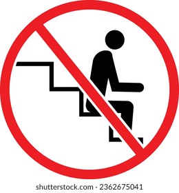 Do Not Sit on Staircase Icon Sign