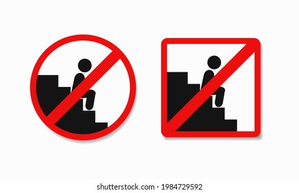 Do not sit on stairs. No sitting on steps. Warning sign. Illustration vector