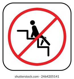 Do not sit on stairs icon sign illustration isolated on square white background. Simple flat drawing for poster prints and web icons.