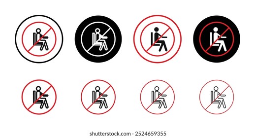Do not sit sign Collection of flat thin outline vector