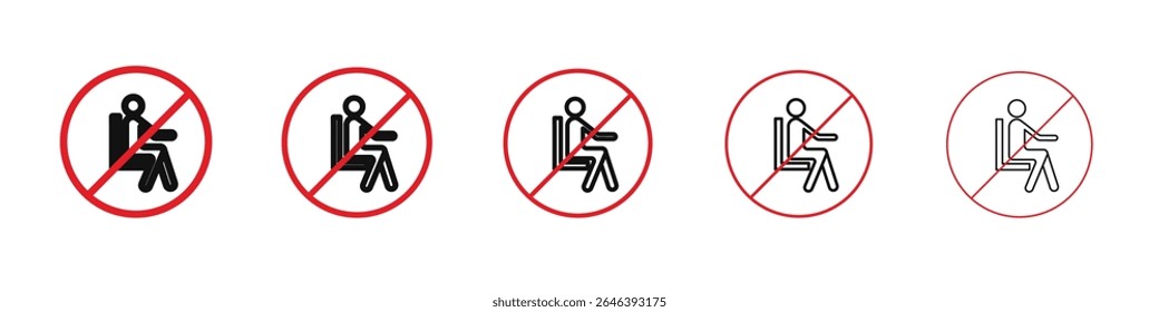Do not sit sign vector outline set illustration sign