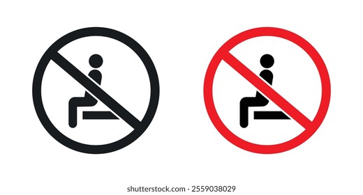 Do not sit sign vectors in black and colored version