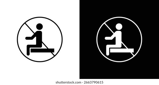 Do not sit signs. black and white line icons pack.