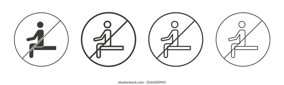 Do not sit signs flat and linear vector illustration on white background.
