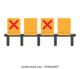 nicht sitzend verhindern aus dem Coronavirus-Symbol. soziales Wegweisungskonzept. Vektorgrafik in flachem, modernem Design. Schutz vor Kabeljau-19.