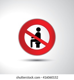 Do not sitting prohibition sign icon illustration