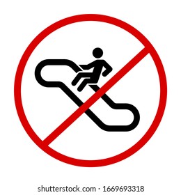 Do not slide down handrails of escalator vector sign icon