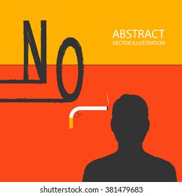 Do not smoke, abstract illustration of a silhouette of a man with a gun at their heads.