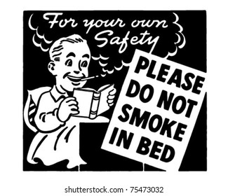 Do Not Smoke In Bed - Retro Ad Art Banner