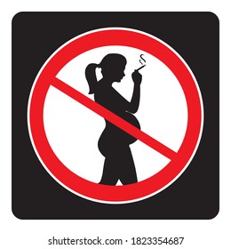 Do not smoke during pregnancy sign on black background drawing by illustration