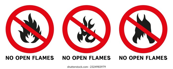 Do not smoke or use open flames. Signs open source of ignition and no smoking signs. EPS 10.