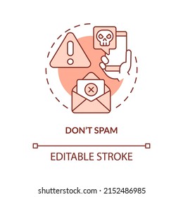 Do not spam red concept icon. Unwanted message. Online communication. Netiquette rule abstract idea thin line illustration. Isolated outline drawing. Editable stroke. Arial, Myriad Pro-Bold fonts used
