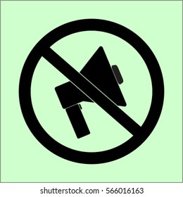 Do not speak icon. Cross out megaphone. Banned