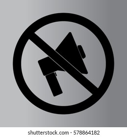 Do not speak icon. Cross out megaphone. Banned.