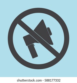 Do not speak icon. Cross out megaphone. Banned.