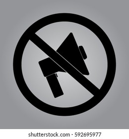 Do not speak icon. Cross out megaphone. Banned.