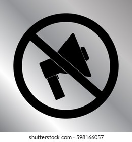 Do not speak icon. Cross out megaphone. Banned.