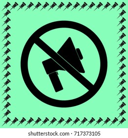 Do not speak icon. Cross out megaphone. Banned.