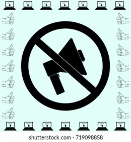 Do not speak icon. Cross out megaphone. Banned.
