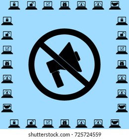 Do not speak icon. Cross out megaphone. Banned.