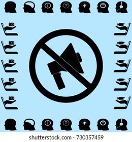Do not speak icon. Cross out megaphone. Banned.