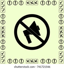 Do not speak icon. Cross out megaphone. Banned.