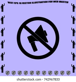 Do not speak icon. Cross out megaphone. Banned.