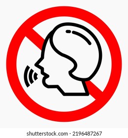 Do not speak icon. Quiet. Keep silence. Keep quiet. Vector icon.