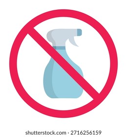 Do not spray, no spray sign, forbidden sign with spray bottle icon, no spraying sign, vector illustration
