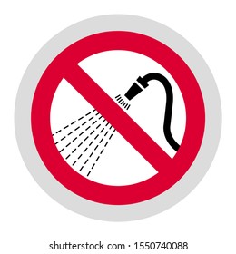 Do not spray with water forbidden sign, modern round sticker