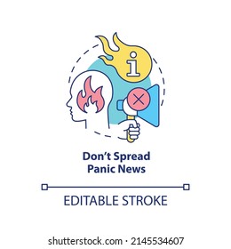 Do not spread panic news concept icon. Shocking content. Fighting misinformation abstract idea thin line illustration. Isolated outline drawing. Editable stroke. Arial, Myriad Pro-Bold fonts used