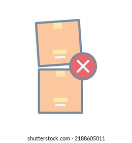 Do not stack icon with boxes and cross in colorful filled line style