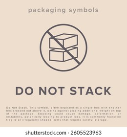 Do Not Stack. Packaging Symbol. Sign and Label Indicating That Items Should Not Be Stacked to Prevent Damage or Instability. No Stacking - Vector Symbol.