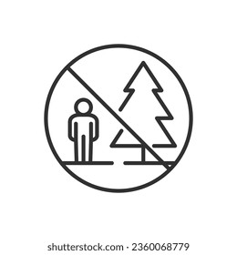 Do not stand near tall trees, linear icon. Rule of behaviour in emergency situations. Earthquake, fire, thunderstorm and hurricane. Line with editable stroke