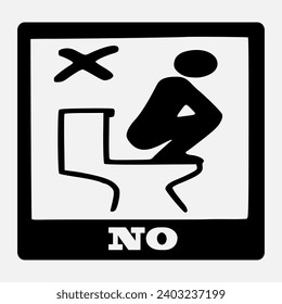 Do not stand on the toilet seat sign. 2D simple flat style graphic design. Template isolated on white background. Can be used for any purposes. Vector EPS10 