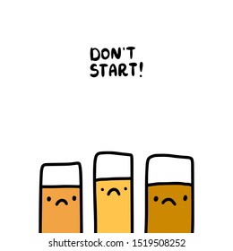 Do not start hand drawn vector illustration protection smoking health care poster sad cigarettes orange