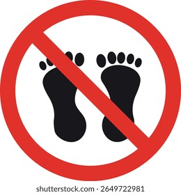 Do not step here sign . No barefoot sign . Do not walk here sign . Vector illustration