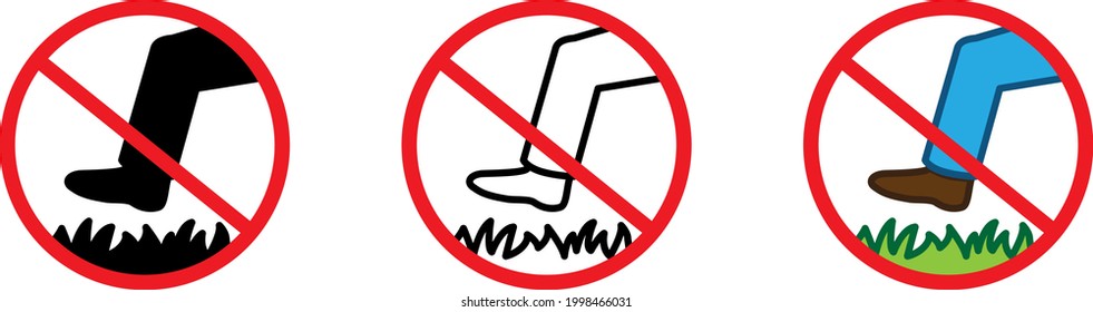 Do not step on grass icon , vector