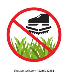 Do not step on grass sign. Keep of the grass icon. Vector Illustration.