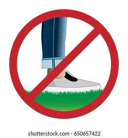 Do not step on grass sign