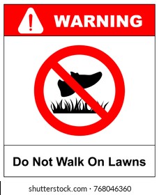 Do not step on grass sign, do not walk on lawns. Vector illustration isolated on white.
