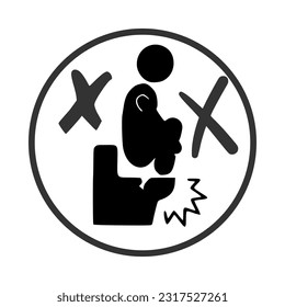 No pisar el signo del asiento del inodoro. Plantilla aislada en fondo blanco. Diseño gráfico 2D simple de estilo plano. Se puede usar para cualquier propósito. EPS10 vectores 