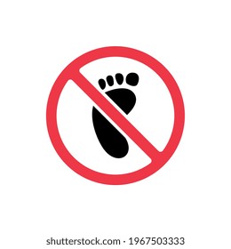 Do not step sign, no barefoot icon, no footprint symbol - Vector