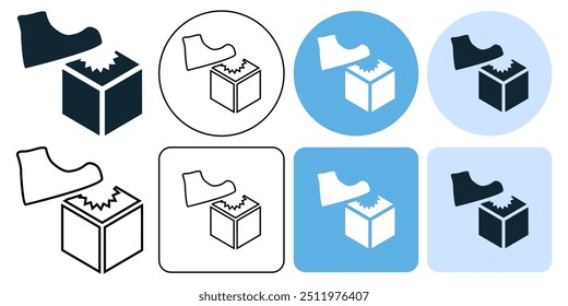 do not step, stand, kick for packaging delivering or cargo icon symbol ui and ux design, glyphs and stroke line