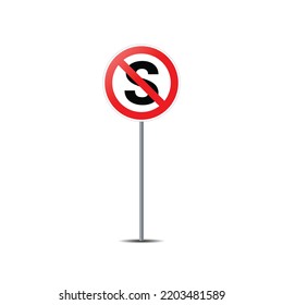 Do not stop road sign on post pole vector graphics