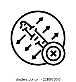 no estire el vector de icono de la línea de cicatriz. no estire el signo de cicatriz. símbolo de contorno aislado ilustración negra