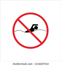 Do not swim icon. Symbol danger on sea, ocean, river. Restriction signpost for swimmers. Warning of deep water. Colorful sign for banners, posters, etc. Mark warning. Flat vector illustration